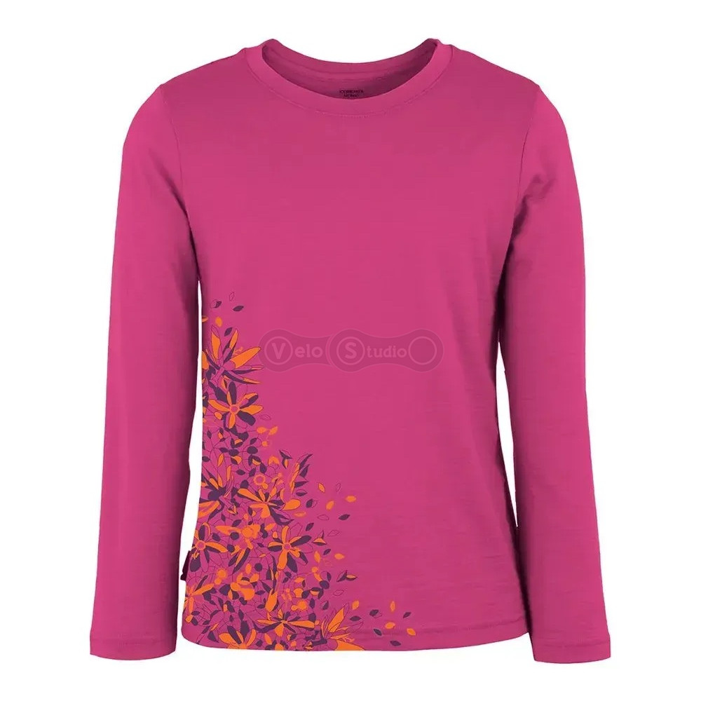 Детская термофутболка с длинным рукавом ICEBREAKER Kids LS Crew Garden magenta/lotus 10