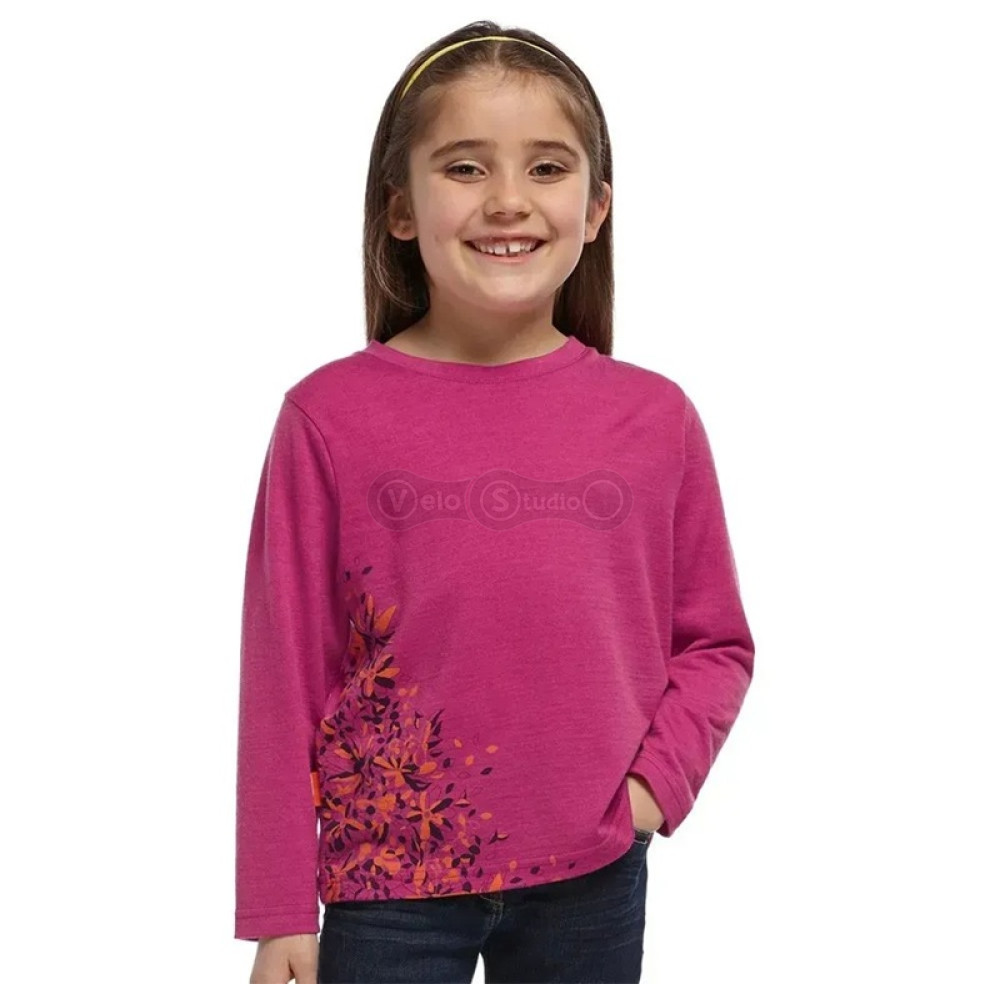 Детская термофутболка с длинным рукавом ICEBREAKER Kids LS Crew Garden magenta/lotus 10