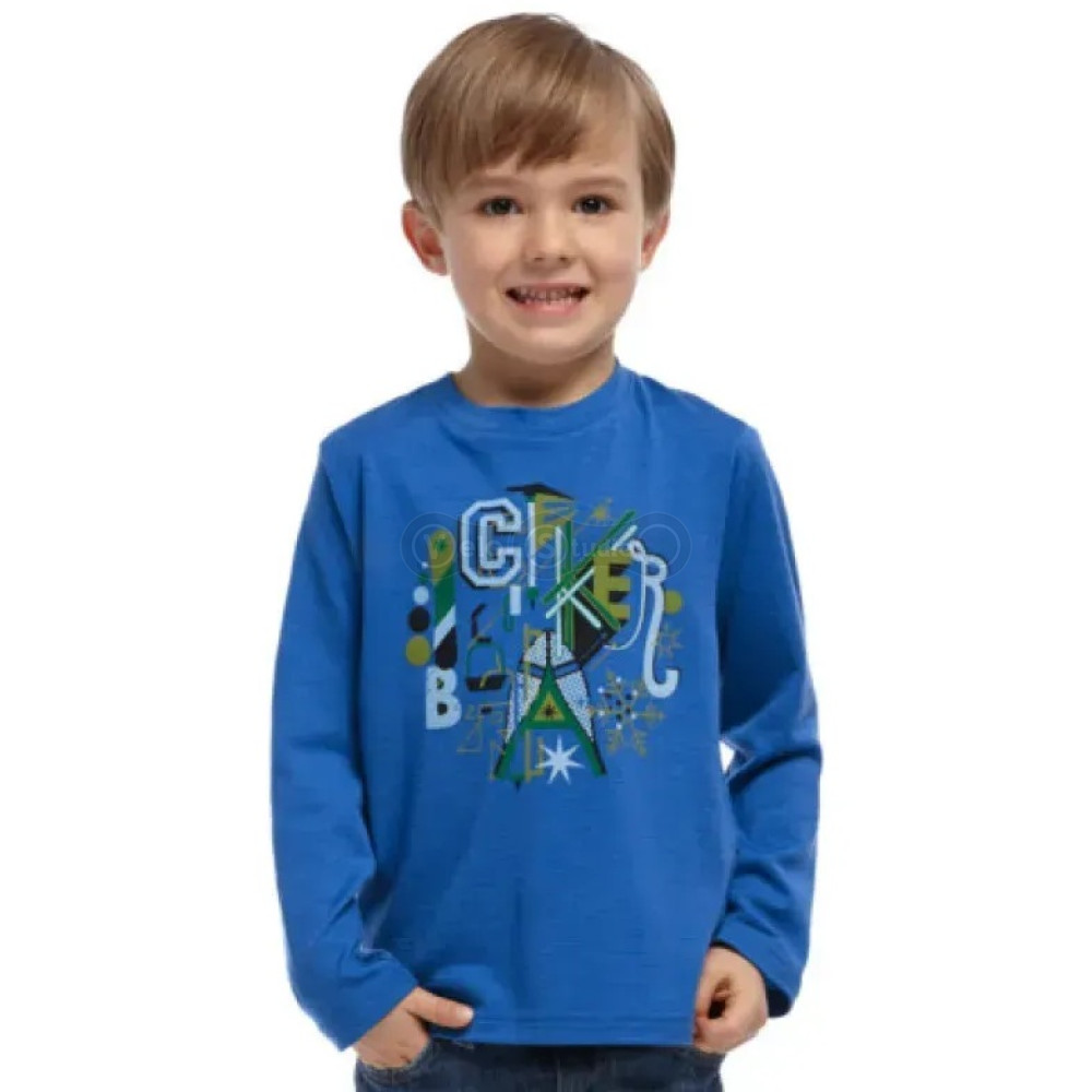 Детская термофутболка с длинным рукавом ICEBREAKER Kids LS Wilderness cadet/chatreuse 08