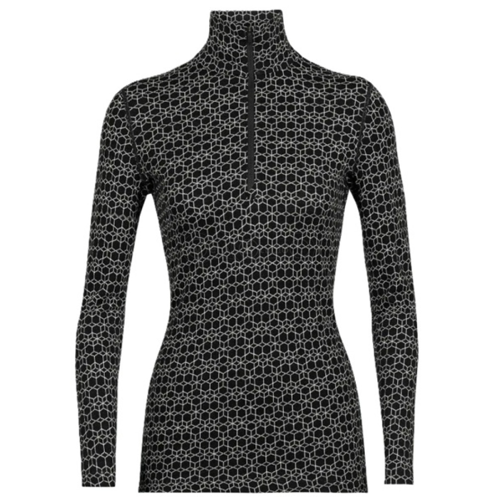 Термофутболка с длинным рукавом ICEBREAKER 250 Vertex LS Half Zip Alpine Geo WOMEN BLACK/SNOW/J S