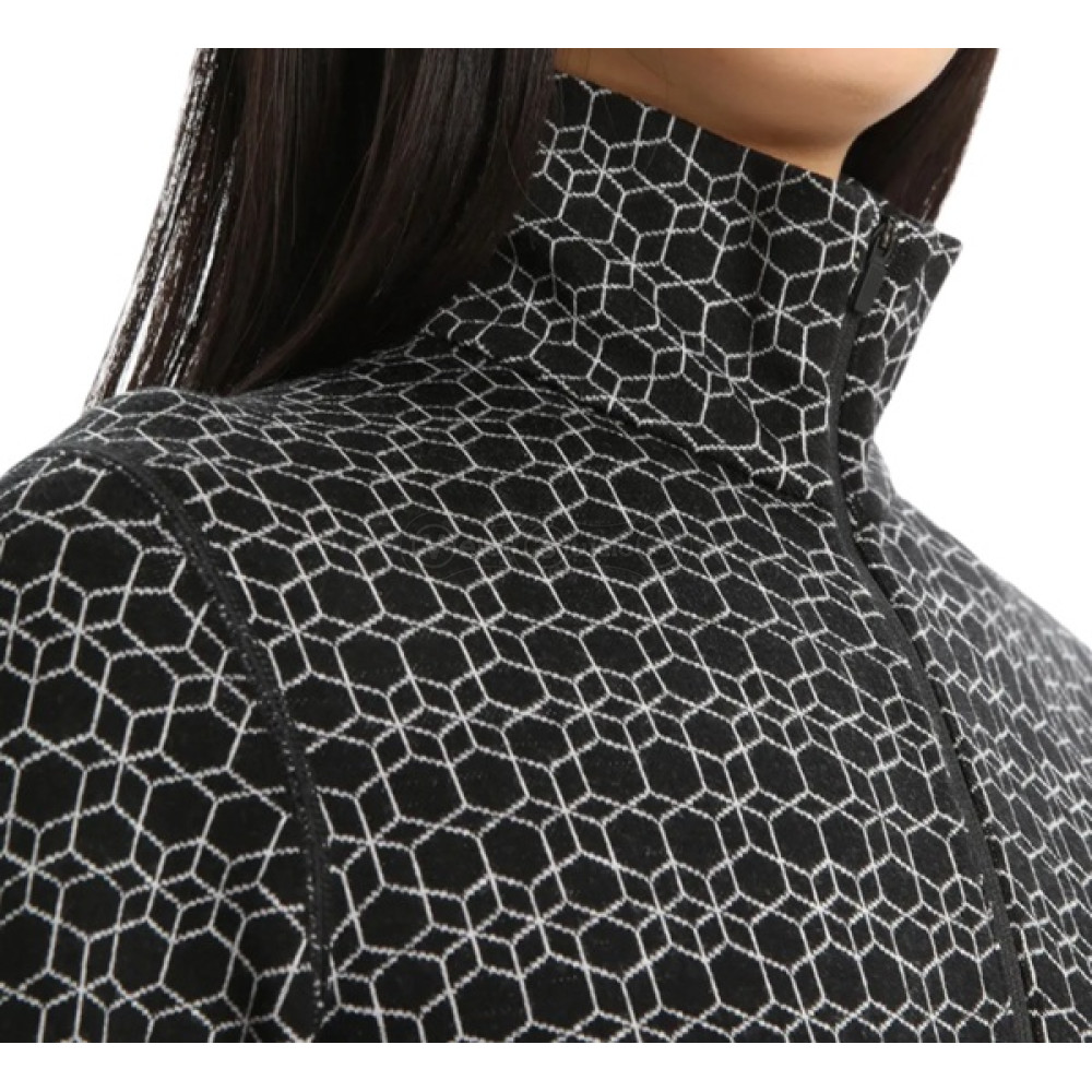 Термофутболка с длинным рукавом ICEBREAKER 250 Vertex LS Half Zip Alpine Geo WOMEN BLACK/SNOW/J S