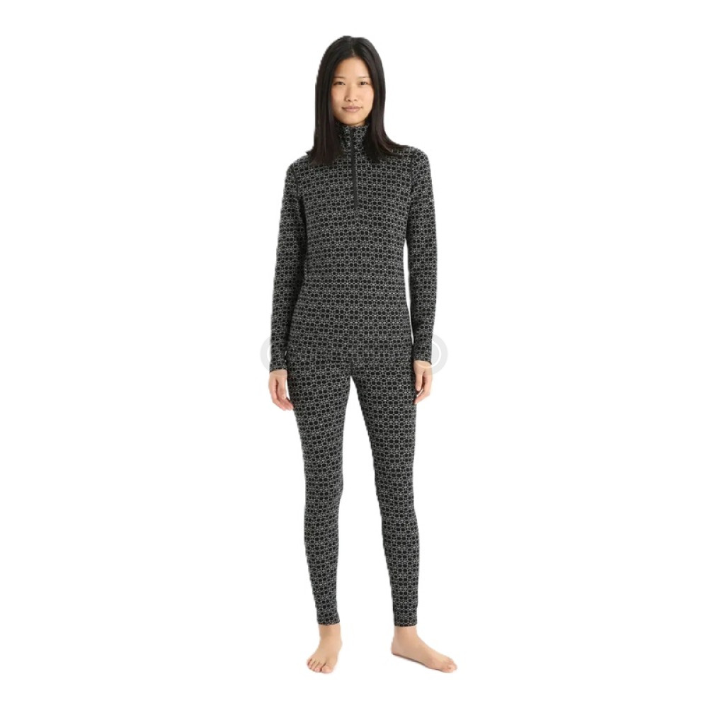 Термофутболка с длинным рукавом ICEBREAKER 250 Vertex LS Half Zip Alpine Geo WOMEN BLACK/SNOW/J S