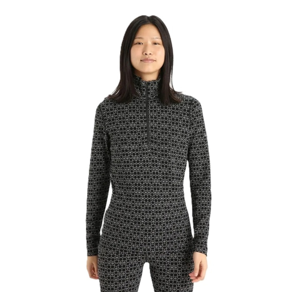 Термофутболка с длинным рукавом ICEBREAKER 250 Vertex LS Half Zip Alpine Geo WOMEN BLACK/SNOW/J S
