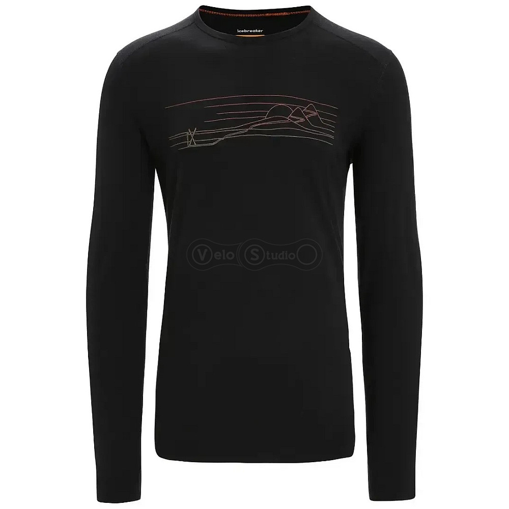 Термофутболка із довгим рукавом ICEBREAKER 200 Oasis LS Crewe Alps 3D MEN BLACK M