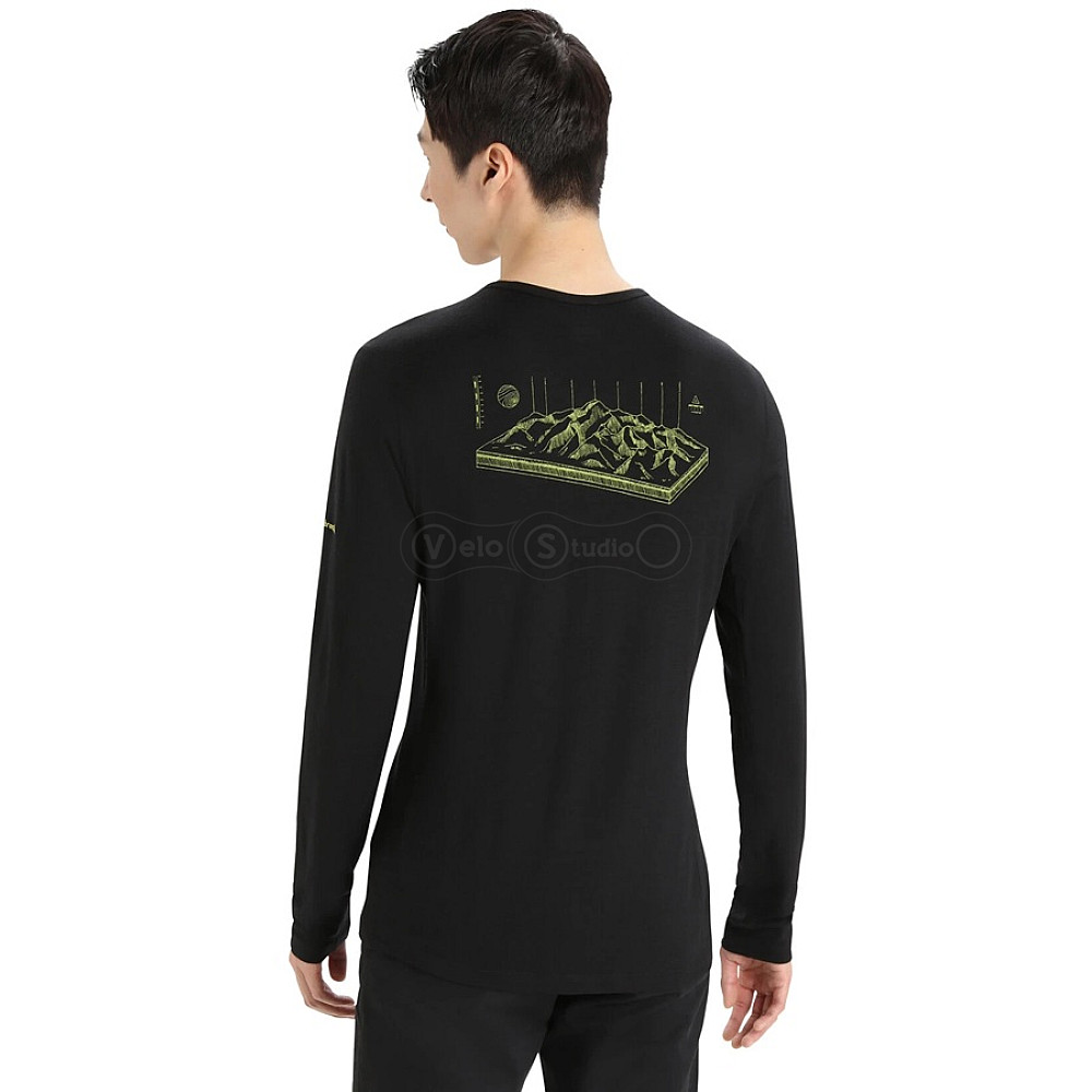 Термофутболка із довгим рукавом ICEBREAKER 200 Oasis LS Crewe Alps 3D MEN BLACK M
