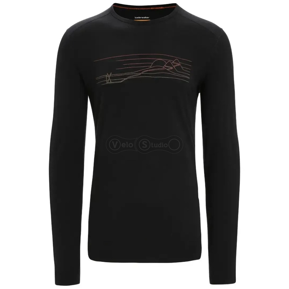Термофутболка із довгим рукавом ICEBREAKER 200 Oasis LS Crewe Alps 3D MEN BLACK XL
