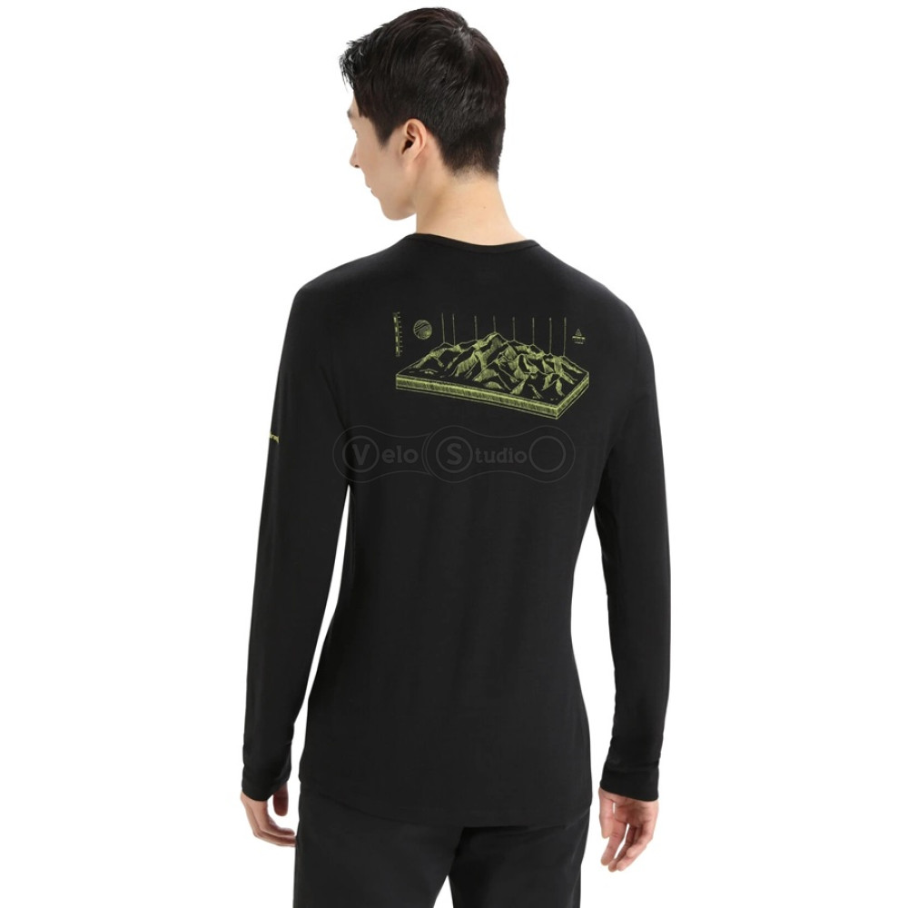 Термофутболка із довгим рукавом ICEBREAKER 200 Oasis LS Crewe Alps 3D MEN BLACK XL