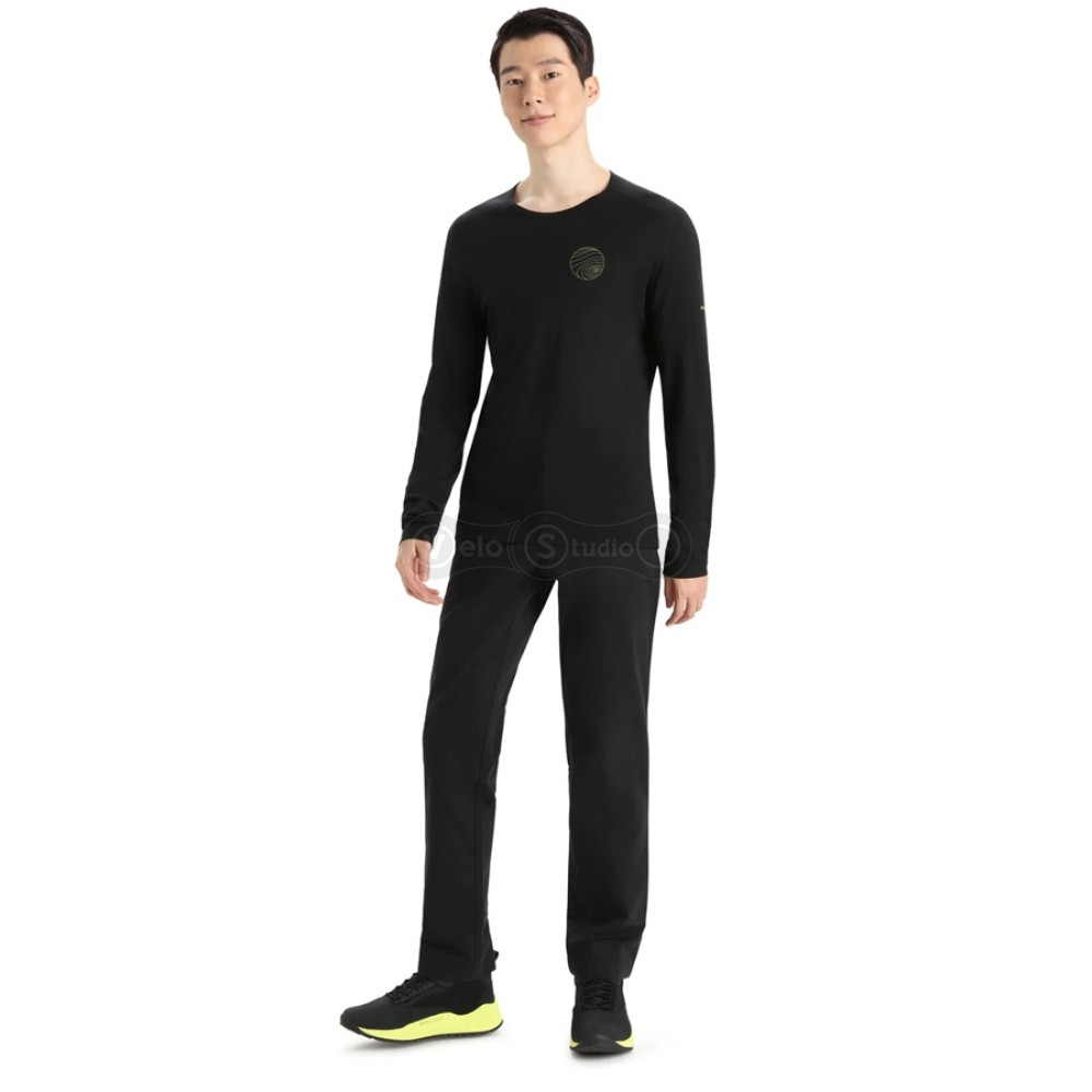 Термофутболка із довгим рукавом ICEBREAKER 200 Oasis LS Crewe Alps 3D MEN BLACK XL