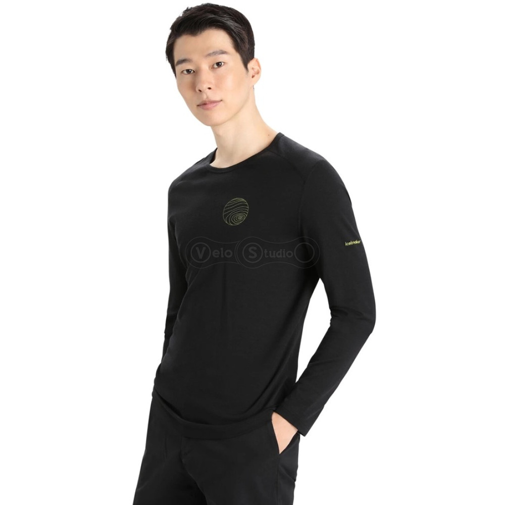 Термофутболка із довгим рукавом ICEBREAKER 200 Oasis LS Crewe Alps 3D MEN BLACK XL