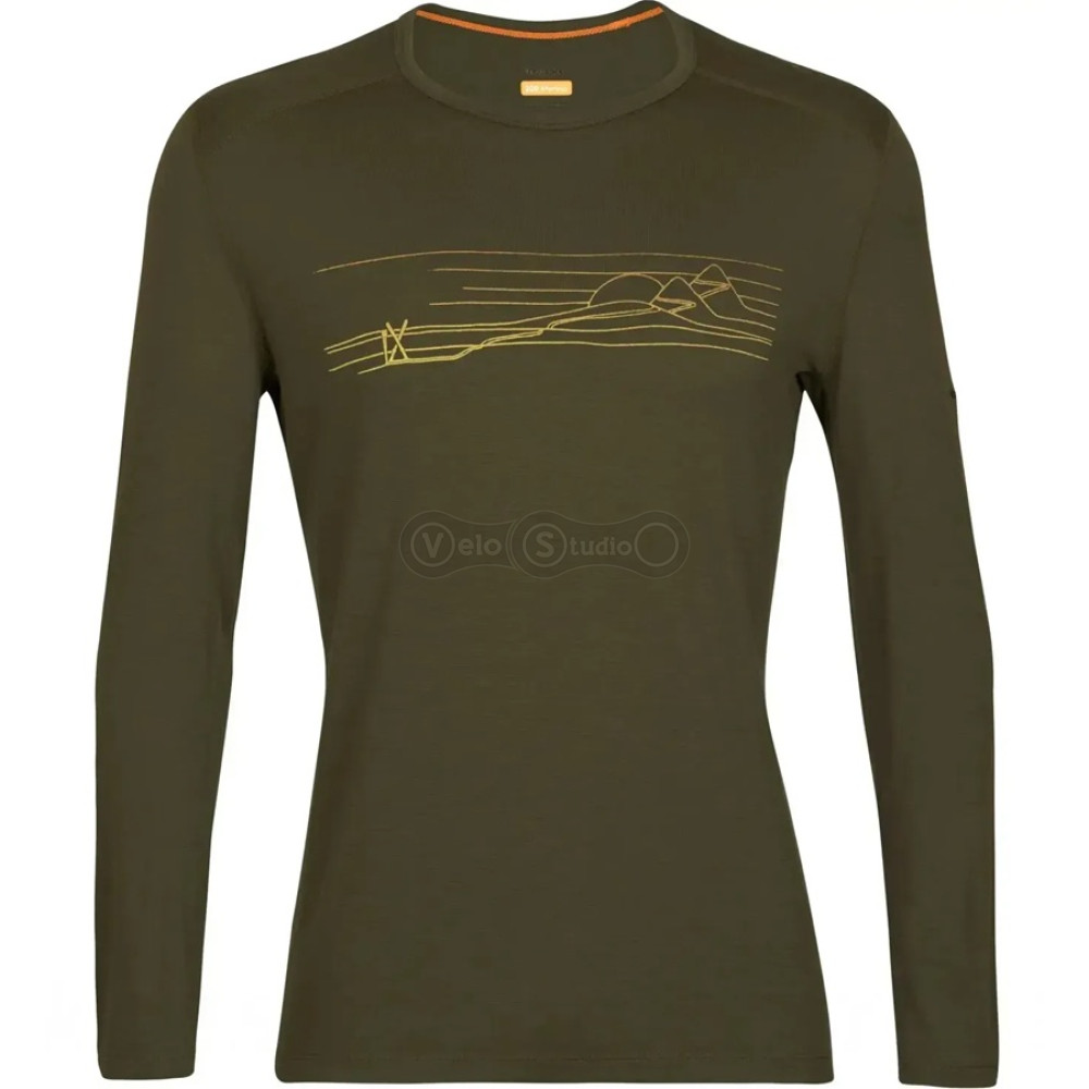 Термофутболка с длинным рукавом ICEBREAKER 200 Oasis LS Crewe Ski Stripes MEN LODEN L