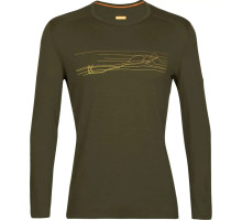 Термофутболка с длинным рукавом ICEBREAKER 200 Oasis LS Crewe Ski Stripes MEN LODEN M