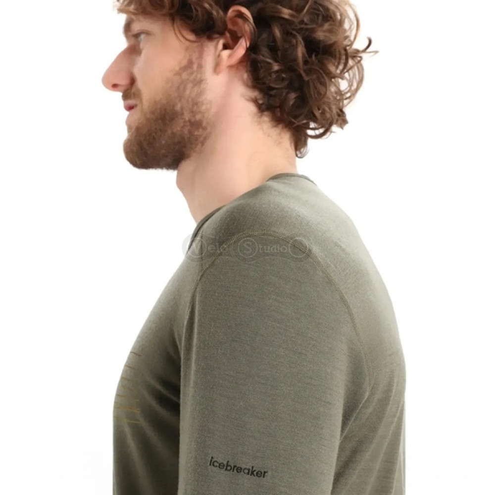 Термофутболка с длинным рукавом ICEBREAKER 200 Oasis LS Crewe Ski Stripes MEN LODEN XL