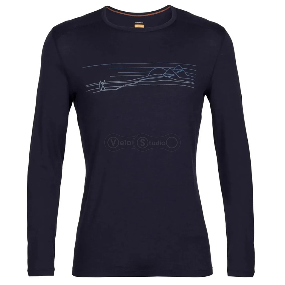 Термофутболка с длинным рукавом ICEBREAKER 200 Oasis LS Crewe Ski Stripes MEN MIDNIGHT L