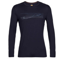 Термофутболка с длинным рукавом ICEBREAKER 200 Oasis LS Crewe Ski Stripes MEN MIDNIGHT M