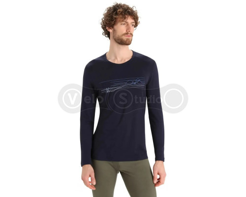 Термофутболка із довгим рукавом ICEBREAKER 200 Oasis LS Crewe Ski Stripes MEN MIDNIGHT M