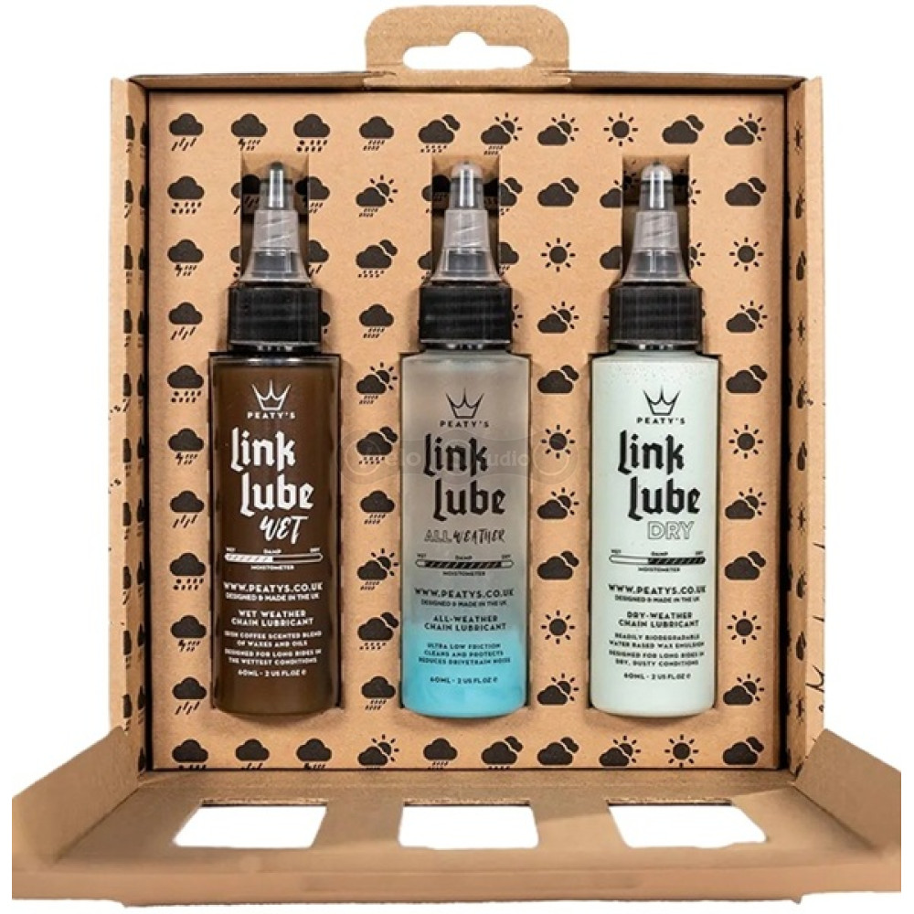 Набор смазок для цепи Peaty's LinkLube All Seasons Starter Pack, Dry / Wet / All-Weather, 3x 60ml