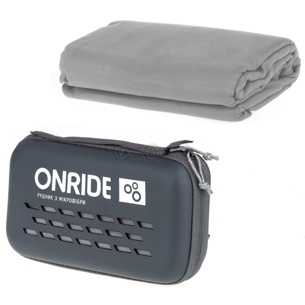 Полотенце из микрофибры ONRIDE Wipe 15 серое (100х50) в кейсе