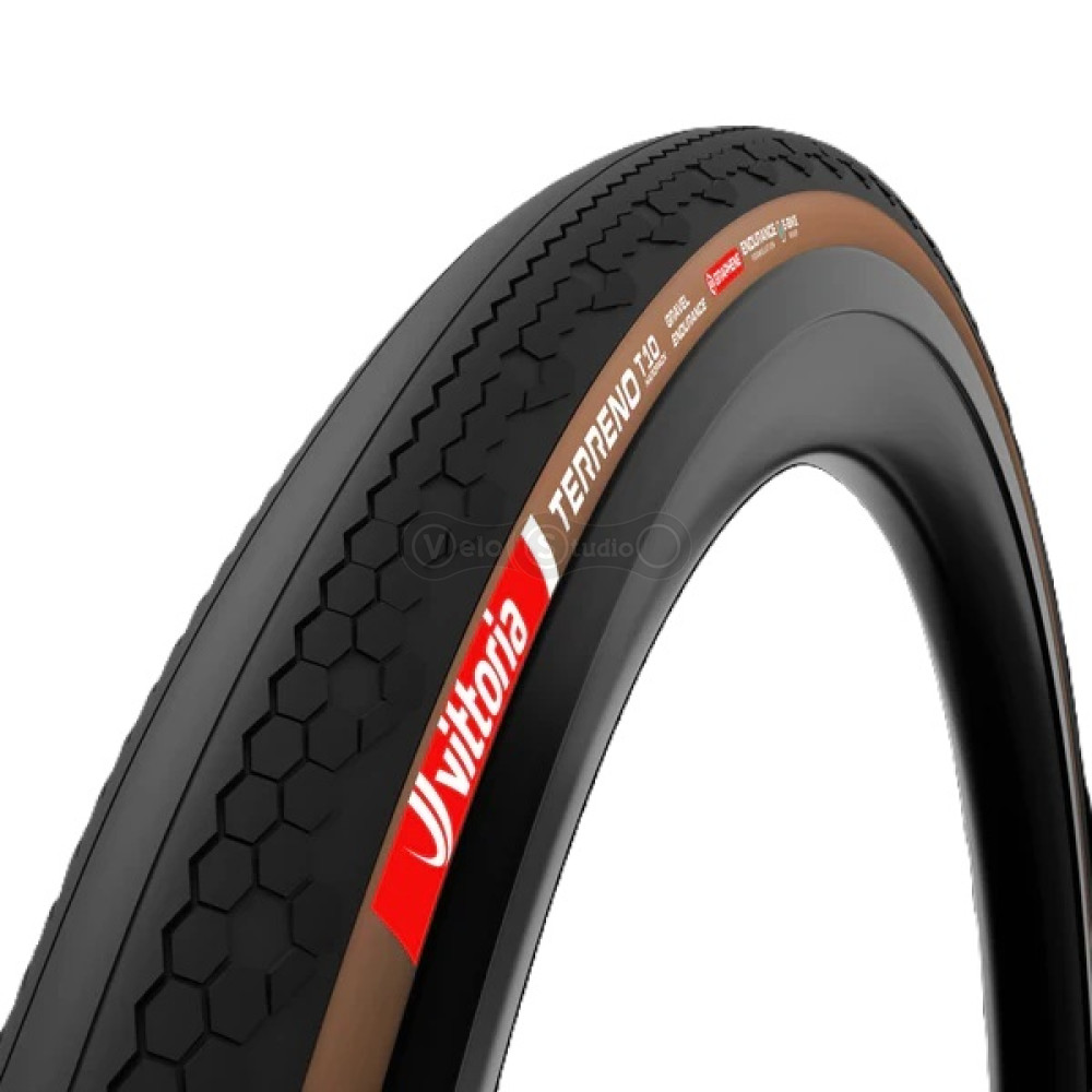 Вело покрышка Vittoria Terreno T10 700x40c Hardpack Gravel Endurance, бежевая боковина