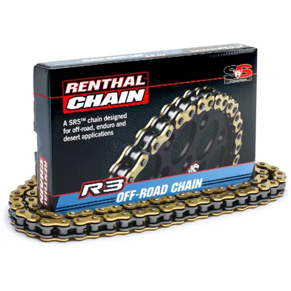 Цепь Renthal R3-3 Off-Road SRS Chain - 520 [Gold], 520-120L / Seal Ring