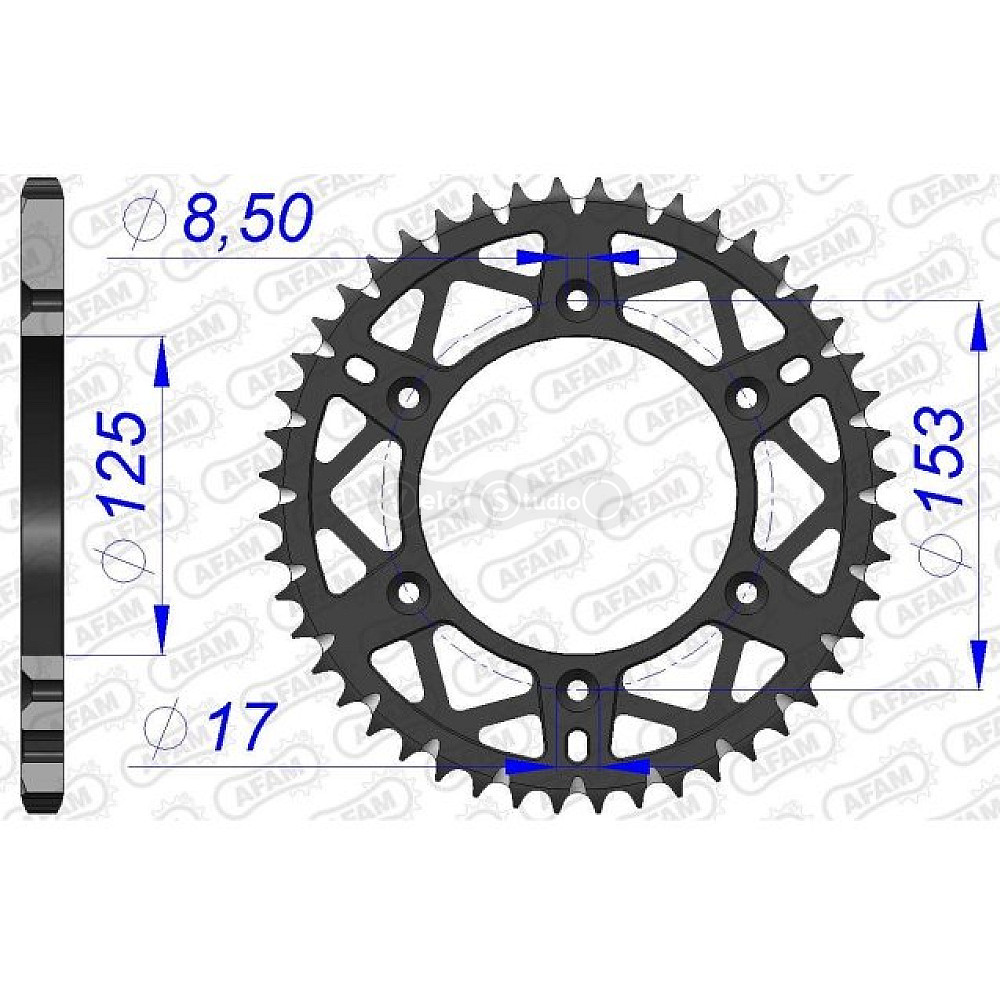 Задняя звезда AFAM 520 AL-Grooved Chainwheel 11212 - Honda [Gun Metal], 53z