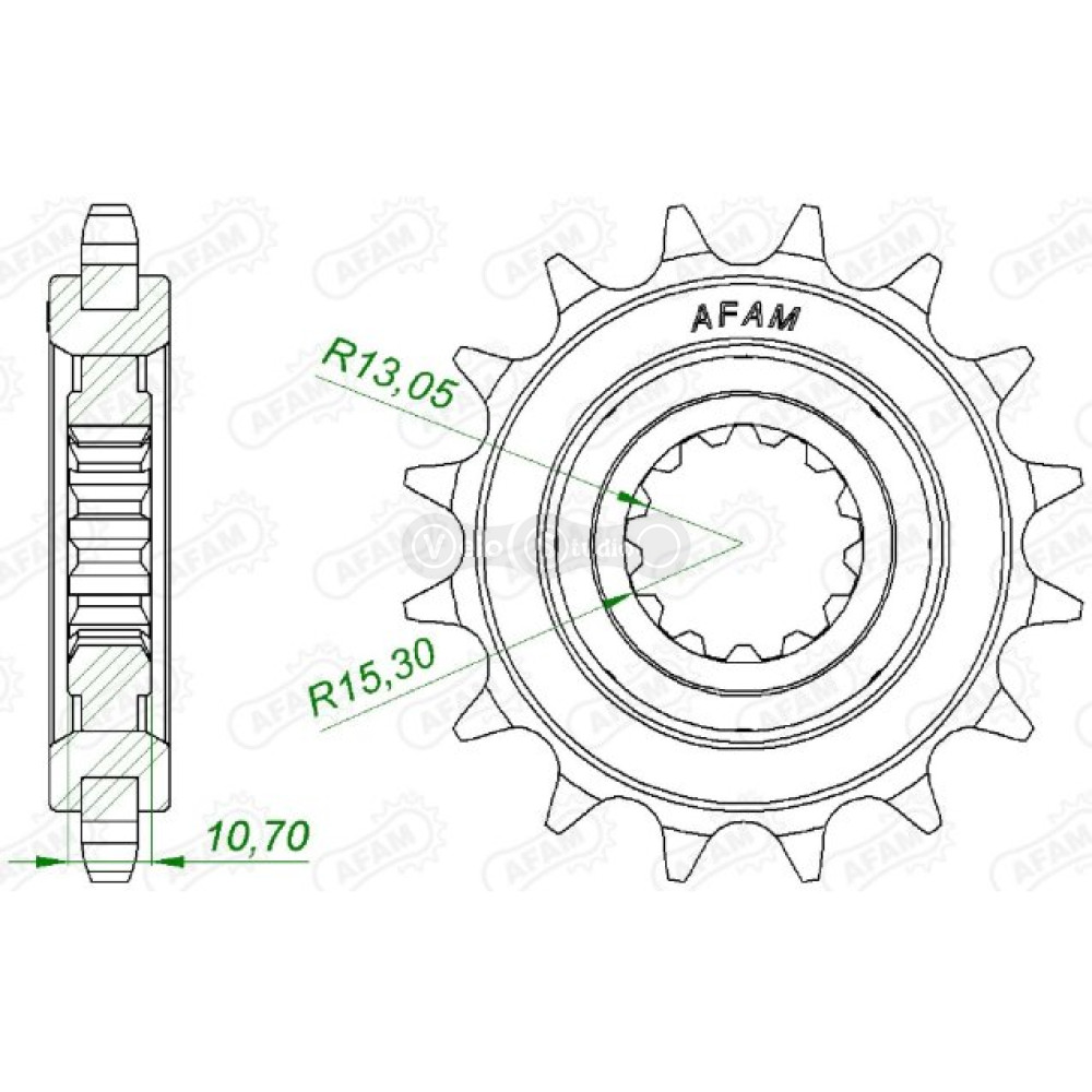Передняя звезда AFAM 525 Rubber Sprocket 21607NR - Yamaha, 16z
