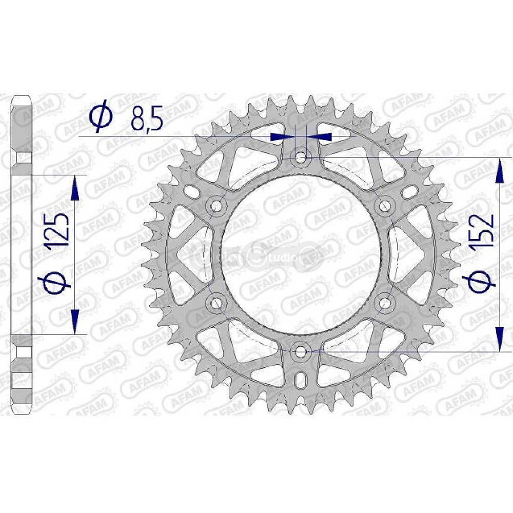 Задня зірка AFAM 520 AL-Grooved Chainwheel 39300 - Beta [Gun Metal], 48z