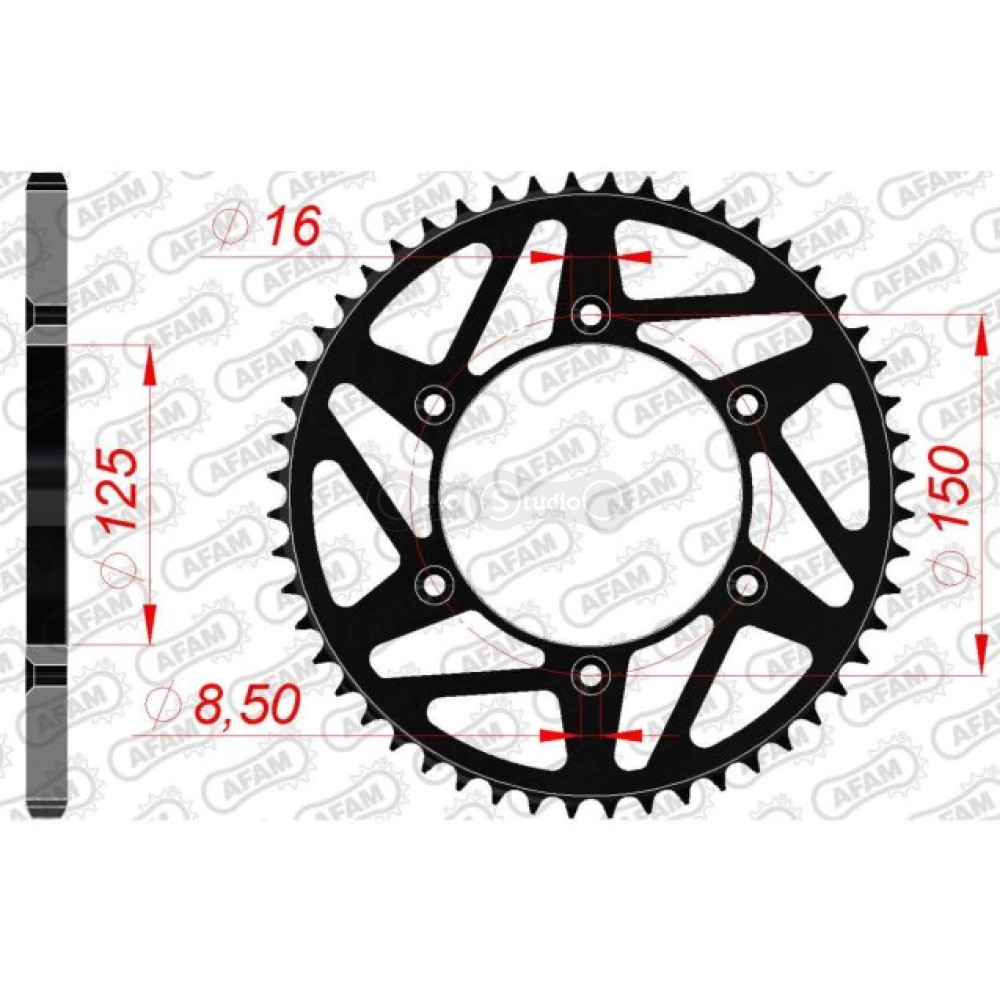 Задняя звезда AFAM 520 K-Steel Chainwheel 71304K - KTM [Black], 48z