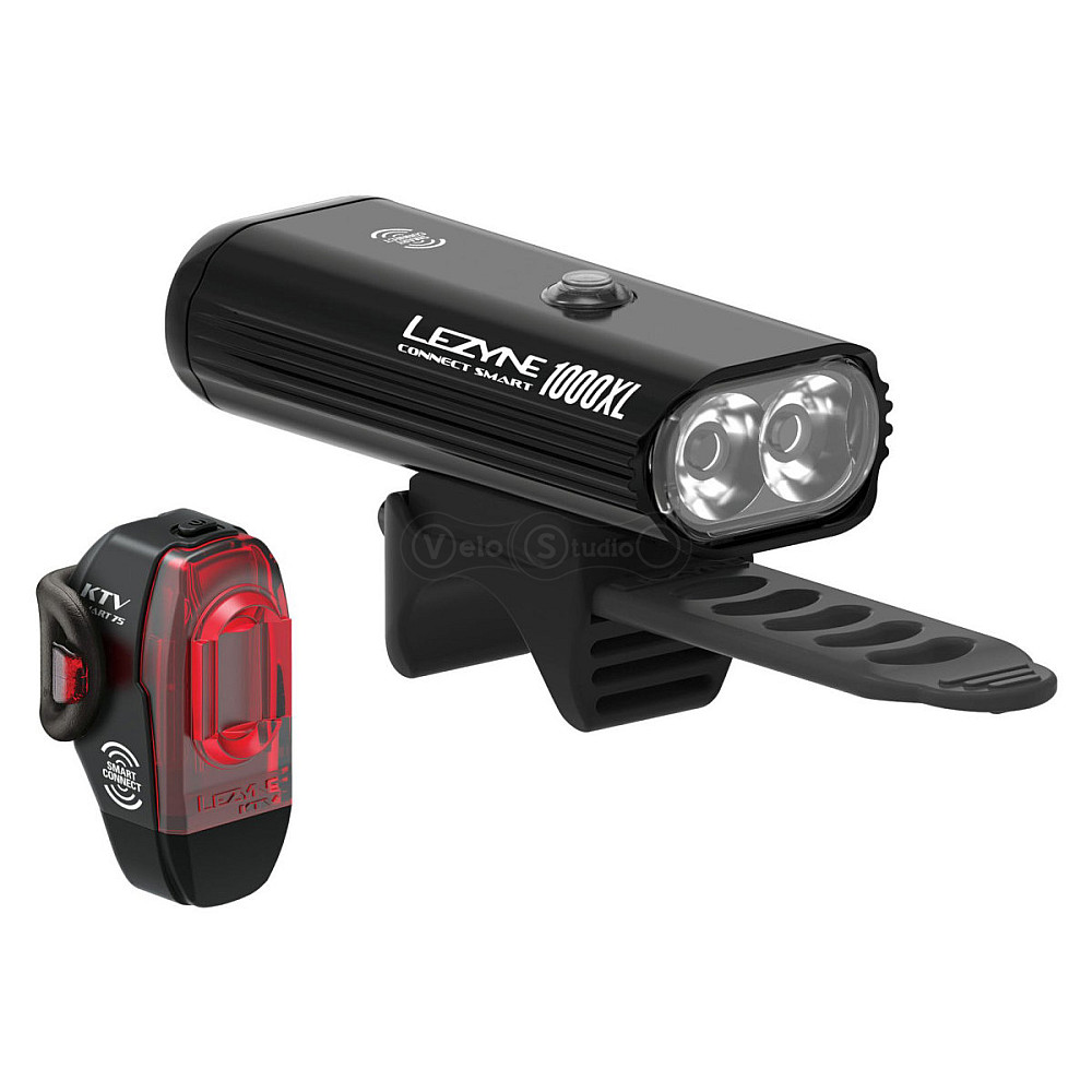 Комплект фара и мигалка Lezyne Connect Smart 1000XL / KTV Smart чёрный 1000/75 люмен Y13
