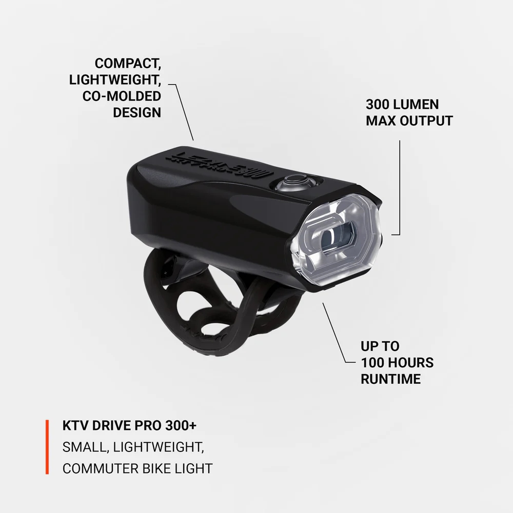 Передняя фара LEZYNE KTV DRIVE PRO 300+ FRONT чёрная 300 люмен Y17