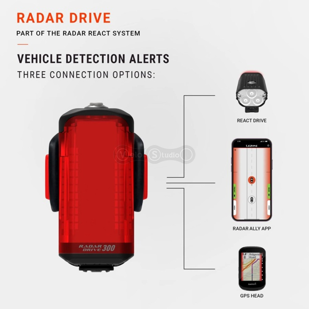 Задняя мигалка с радаром приближения LEZYNE DRIVE REAR-BLACK чёрная 250 люмен Y19