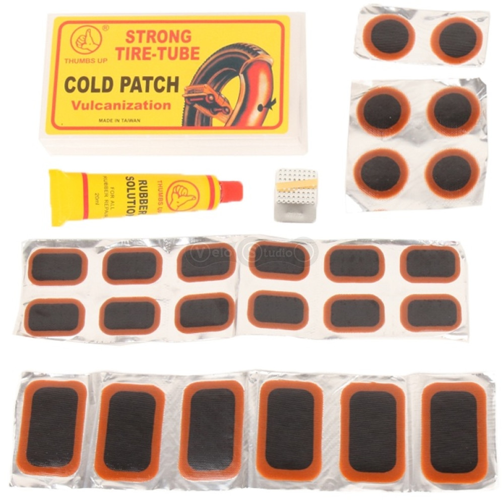 Набор для ремонта камер Cold Patch 24 шт + клей 20 мл пластиковая коробка