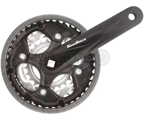 Шатуни SunRace FCM500 M під квадрат, 175 мм, 42-34-24T, на 8/7ск., із захистом, чорні