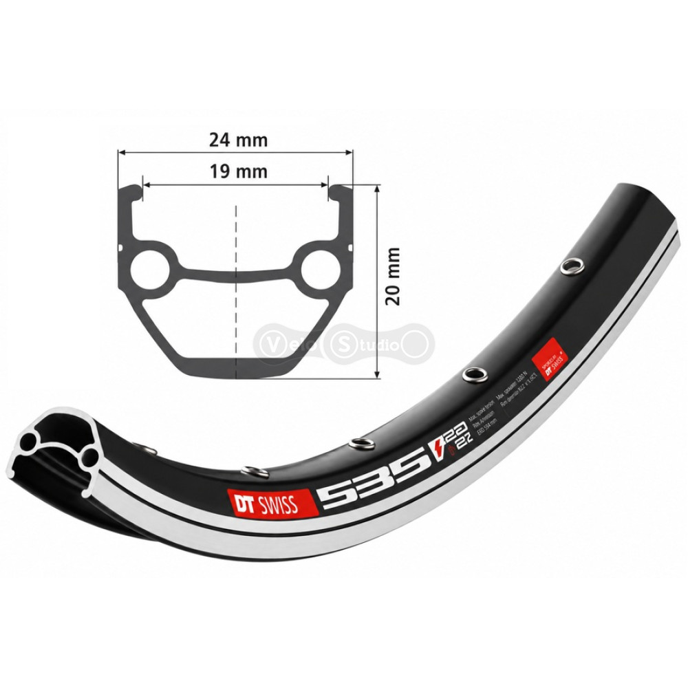 Обод DT SWISS 535 26x19 RIM BRAKE 36 отверстий 10a