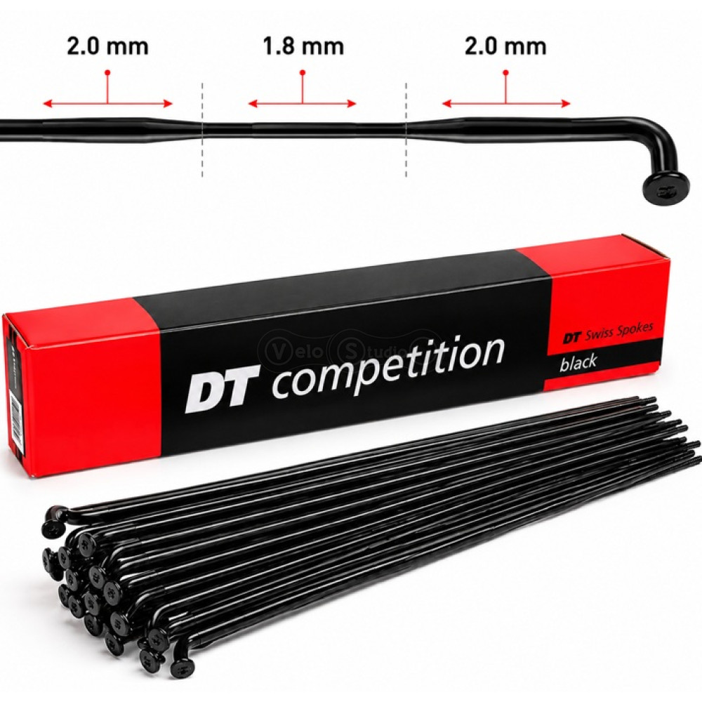 Спицы DT Competition Standart Black 2.0/1.8mm x 296mm х100шт