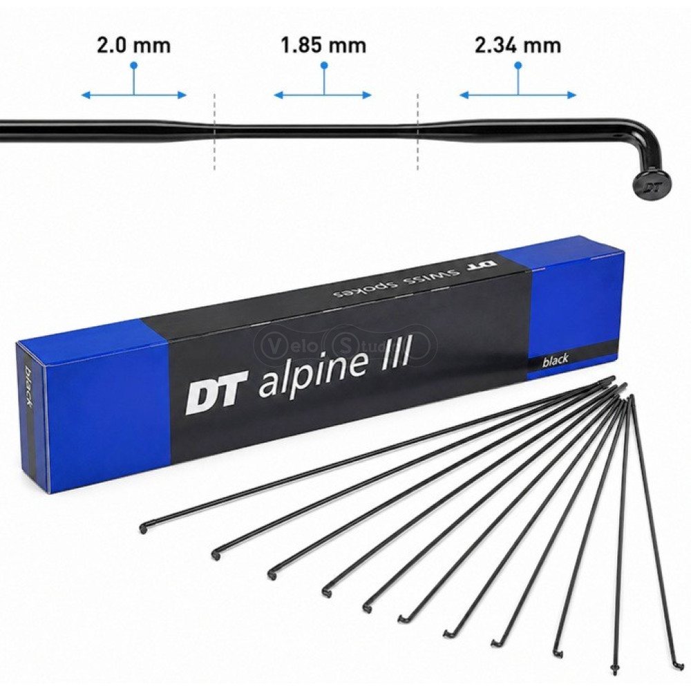 Спицы DT Alpine III Standard Black 2.0/1.8/2.34 mm x 259mm х100шт