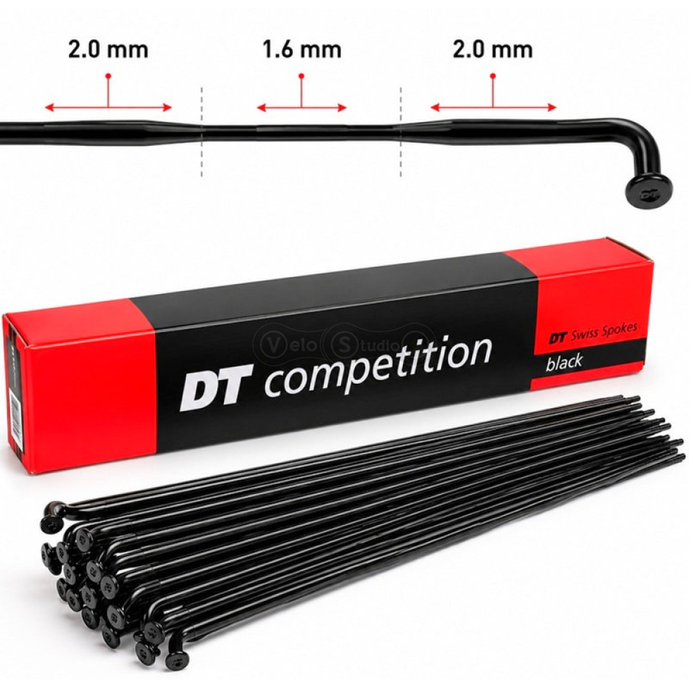 Спицы DT Competition Race Black 2.0 / 1.6 x 290mm х100шт