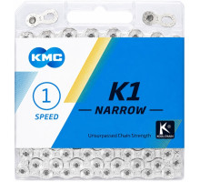 Ланцюг KMC K1 Narrow 1 швидкість 112 ланок Silver/Silver