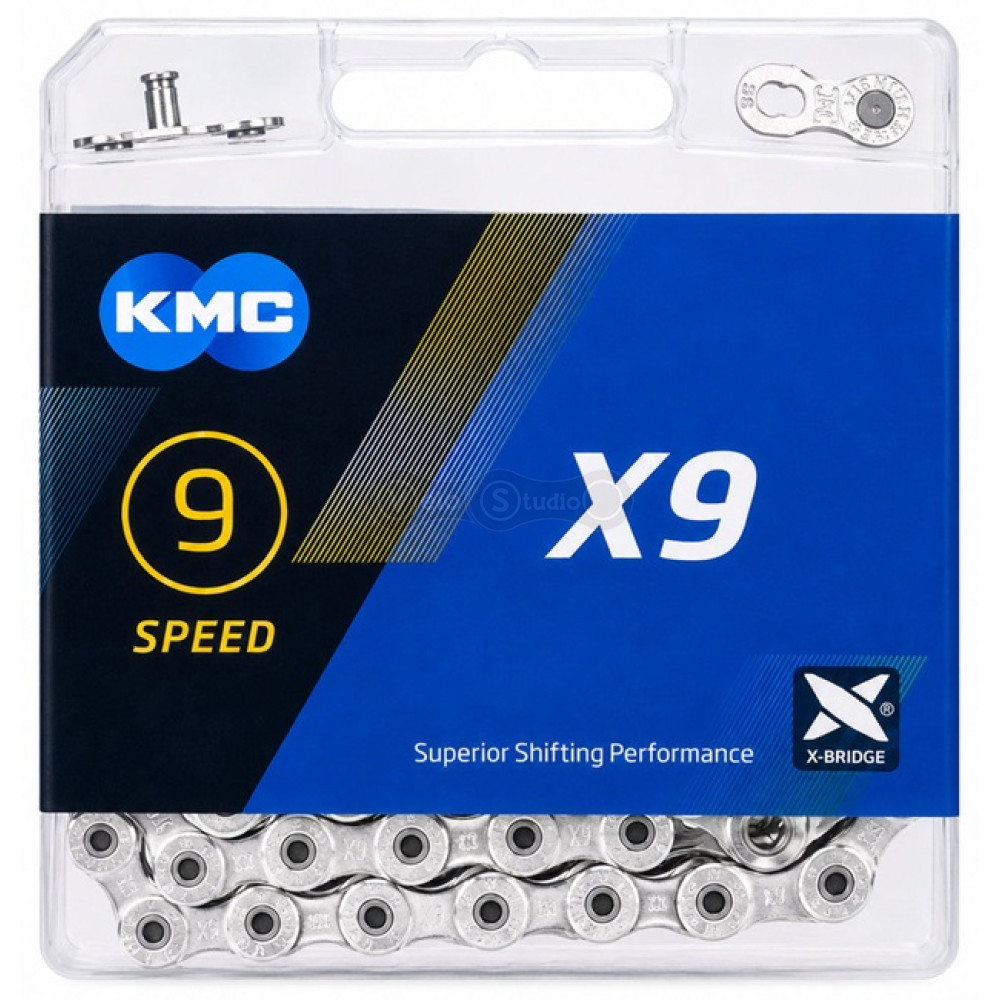 Цепь KMC X9 9 скоростей 116 звеньев Silver/Silver