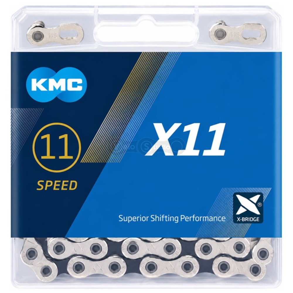 Цепь KMC X11 NPBK 11 скоростей 114 звеньев Silver/Black