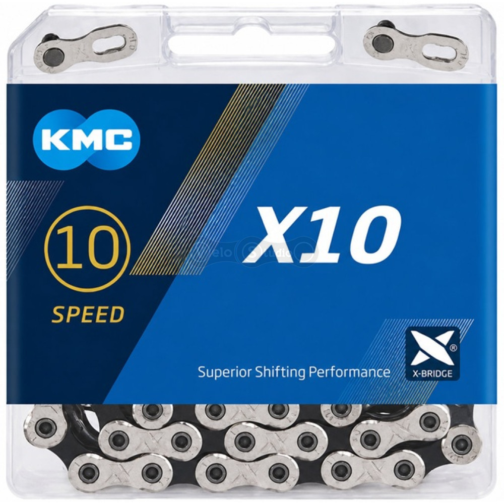 Ланцюг KMC X10 NPBK 10 швидкостей 114 ланок Silver/Black