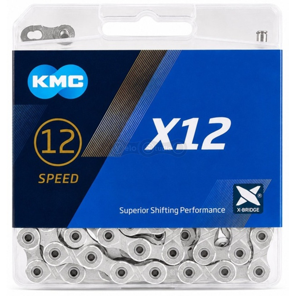Цепь KMC X12 NPNP 12 скоростей 126 звеньев Silver/Silver