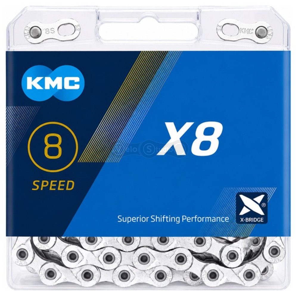 Цепь KMC X8 6-7-8 скоростей 116 звеньев, Silver/Silver