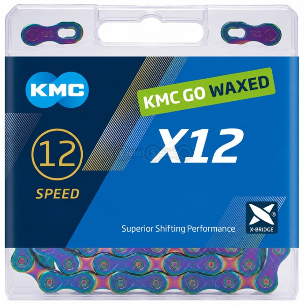 Ланцюг KMC X12 NPNP Waxed Chain 12 швидкостей 126 ланок, Aurora Blue