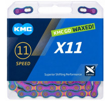 Ланцюг KMC X11 NPNP Waxed Chain 11 швидкостей 118 ланок, Aurora Blue