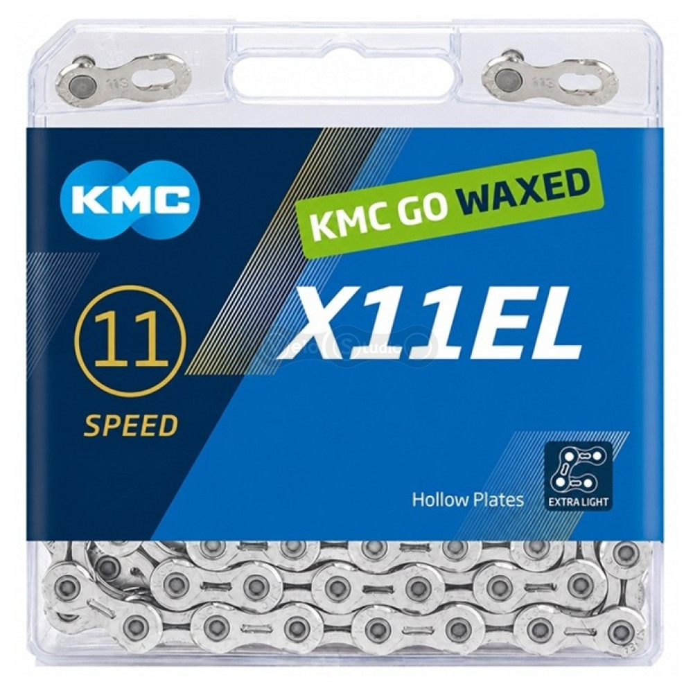Цепь KMC X11EL NPNP Waxed Chain 11 скоростей, 118 звеньев, Silver/Silver