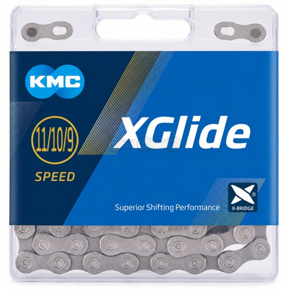 Цепь KMC Xglide 9/10/11 скоростей, 118 звеньев, Gray/Gray