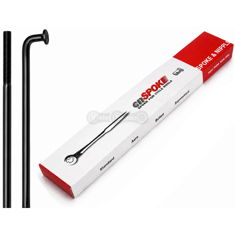 Спица CN Spoke STD 14C, 2мм(14G) x 296mm, j-образная, нержавейка, черная (72шт)