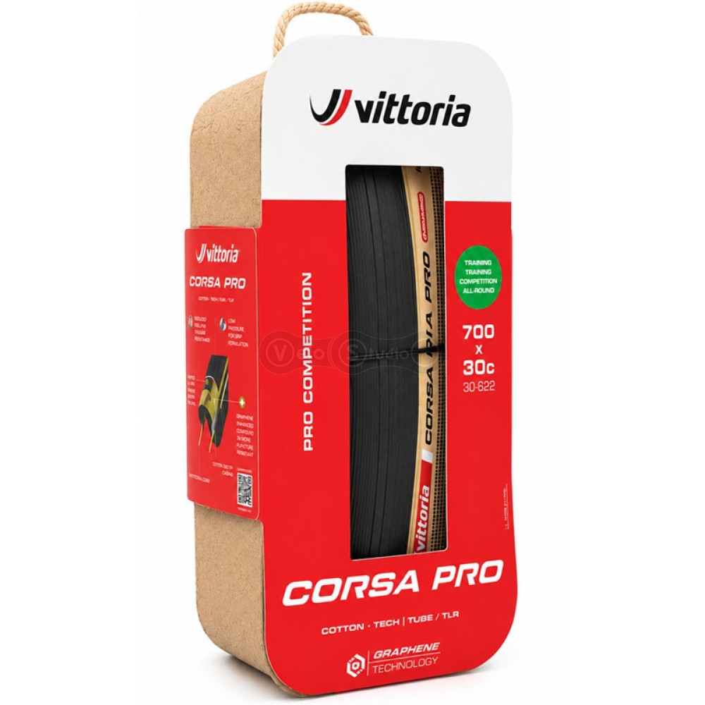 Вело покрышка Vittoria Corsa Pro 700x30C TLR, бежевая боковина