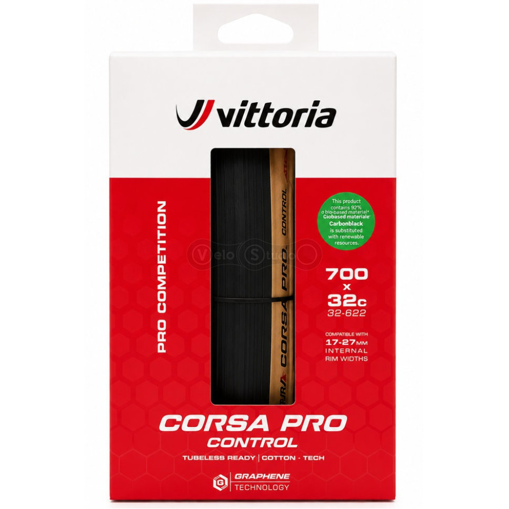 Вело покришка Vittoria Corsa PRO Control 700x32C TLR, бежева боковина