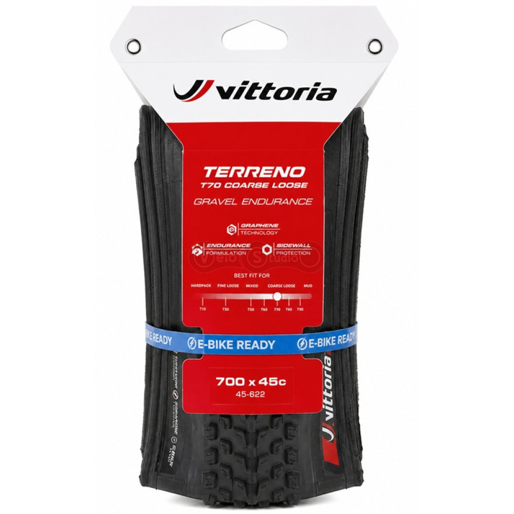 Вело покрышка Vittoria Terreno T70 Coarse Loose Gravel Endurance, 700x45c, TLR, черная
